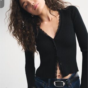 Abercrombie Black lace cardigan xl